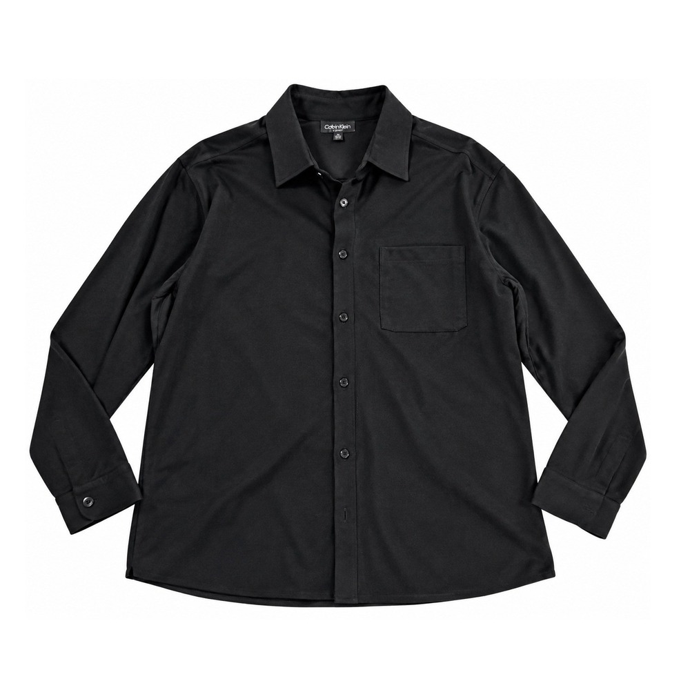 Calvin Klein Infinite Wrinkle Free Black Shirt XL Slim Fit Stretch Button Down